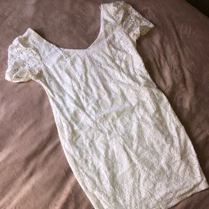 White Crocheted Bodycon Dress